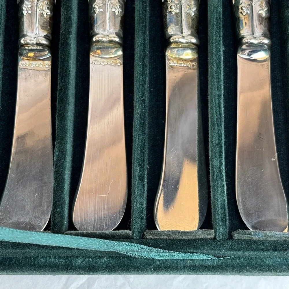 Silver Treasures By Godinger Nutcracker Cheese Spreaders Vintage In Velvet Box